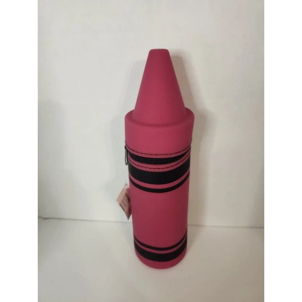 Crayon Shape Rubber Pencil Pouch - Red NEW
